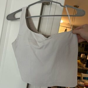 Lululemon Athletica Cream One-Shoulder Crop Top
